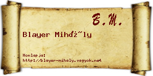 Blayer Mihály névjegykártya